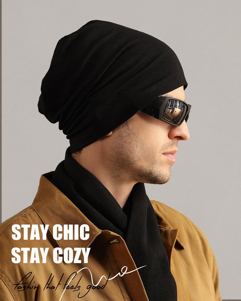 ROYBENS 100% Cotton T-Shirt Beanie for Women Men Slouchy Beanies Soft Hipster Daily Hat Lightweight Skull Cap