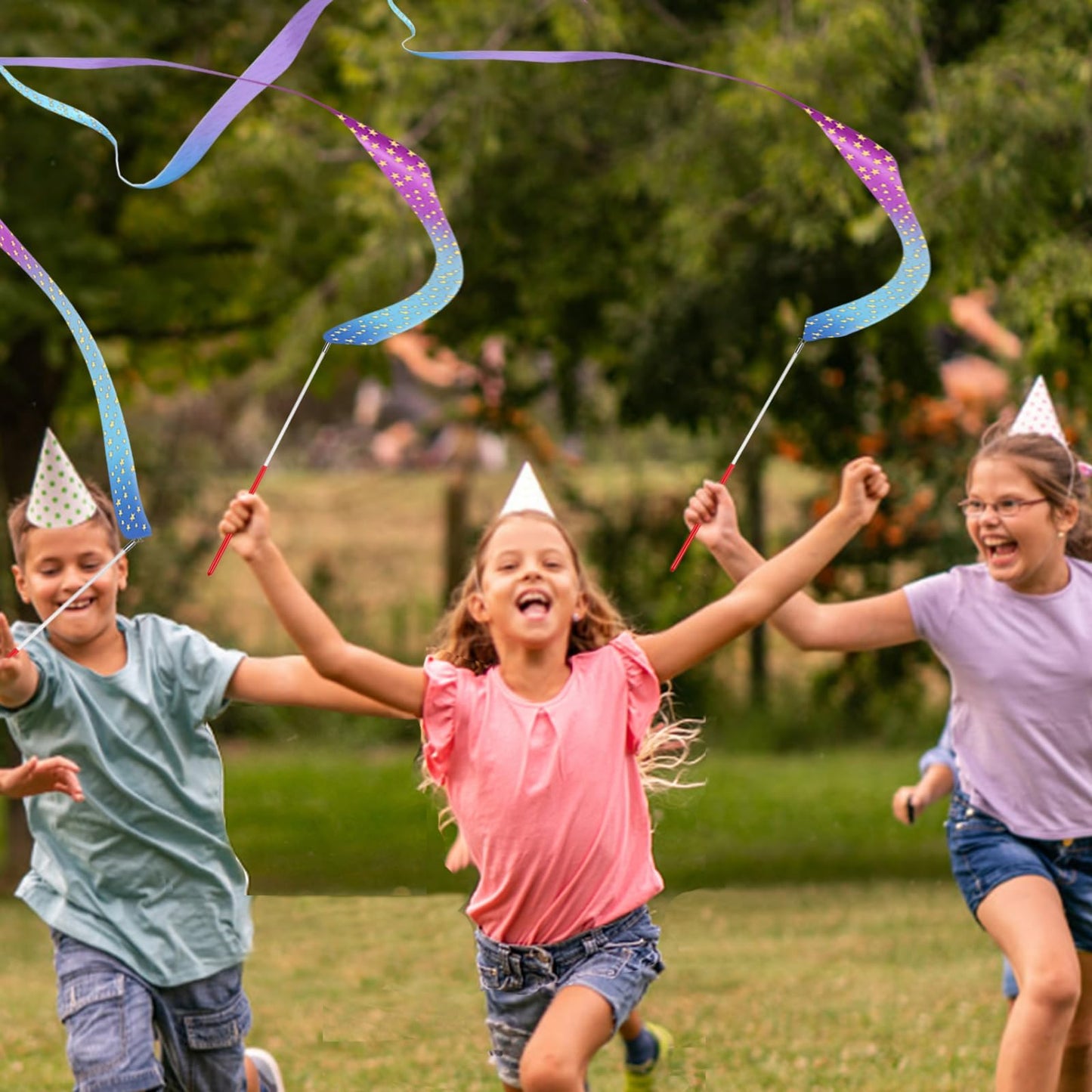 AITIME 20 Pack Ribbon Wands for Kids - 78.7" Rhythmic Gymnastics Dance Ribbons with Star Streamers, Party Favors for Girls Birthday, Princess Themed Party Goodie Bag, Ballet & Outdoor Games (Star)