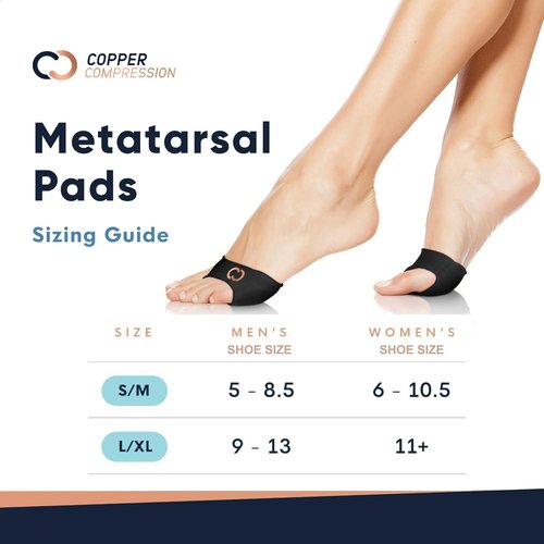 Copper Compression Metatarsal Pads - Orthopedic Foot Pain Relief Gel Cushions for Calluses & Bunions | S/M Size