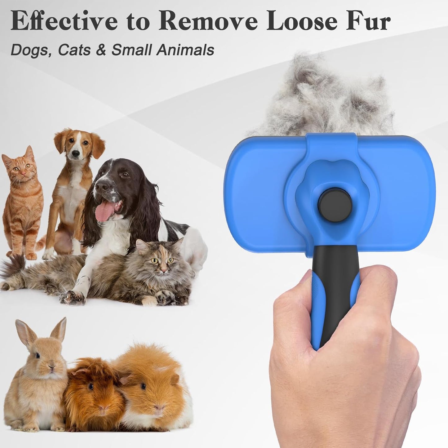 Swihauk Self-Cleaning Slicker Brush - Skin-Friendly Deshedding Tool for Dogs & Cats | Blue