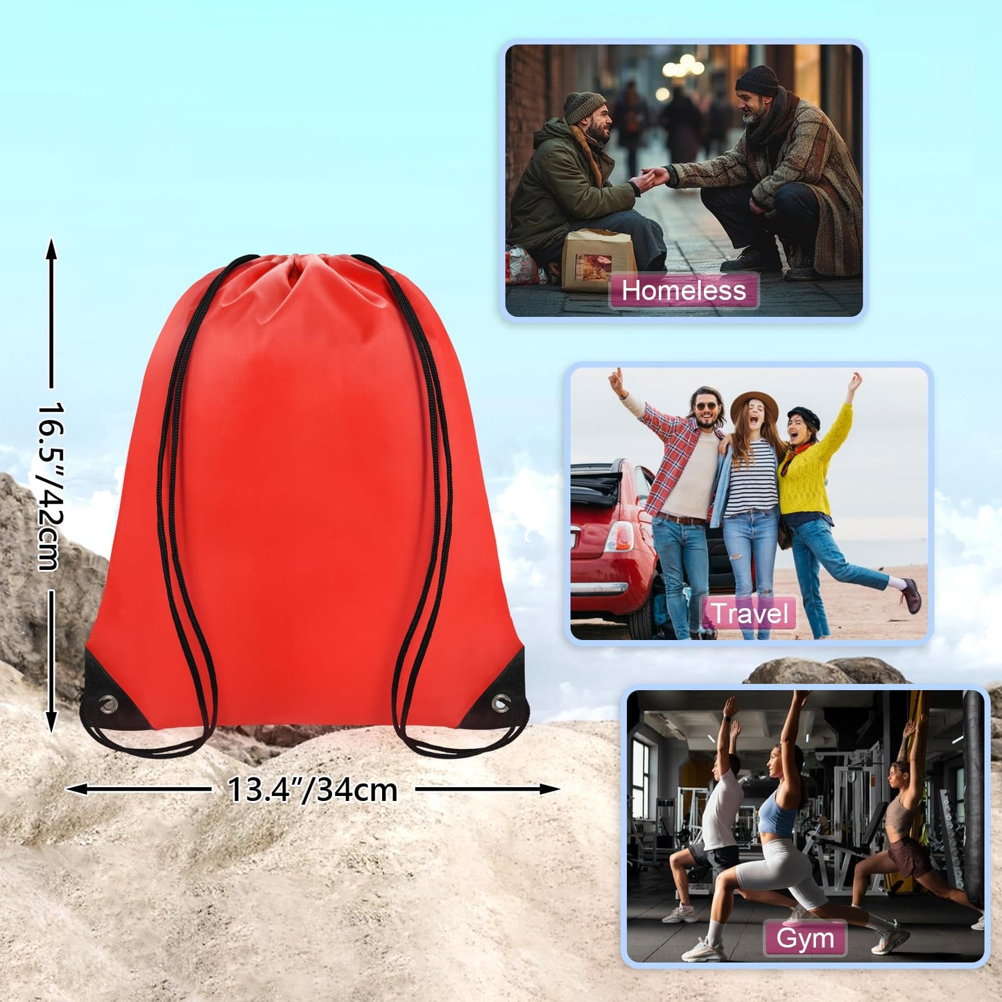 Grneric Drawstring Bags 28 Pcs String Backpack Bulk Cinch Bag Sackpack for Men Women Gym(Red)