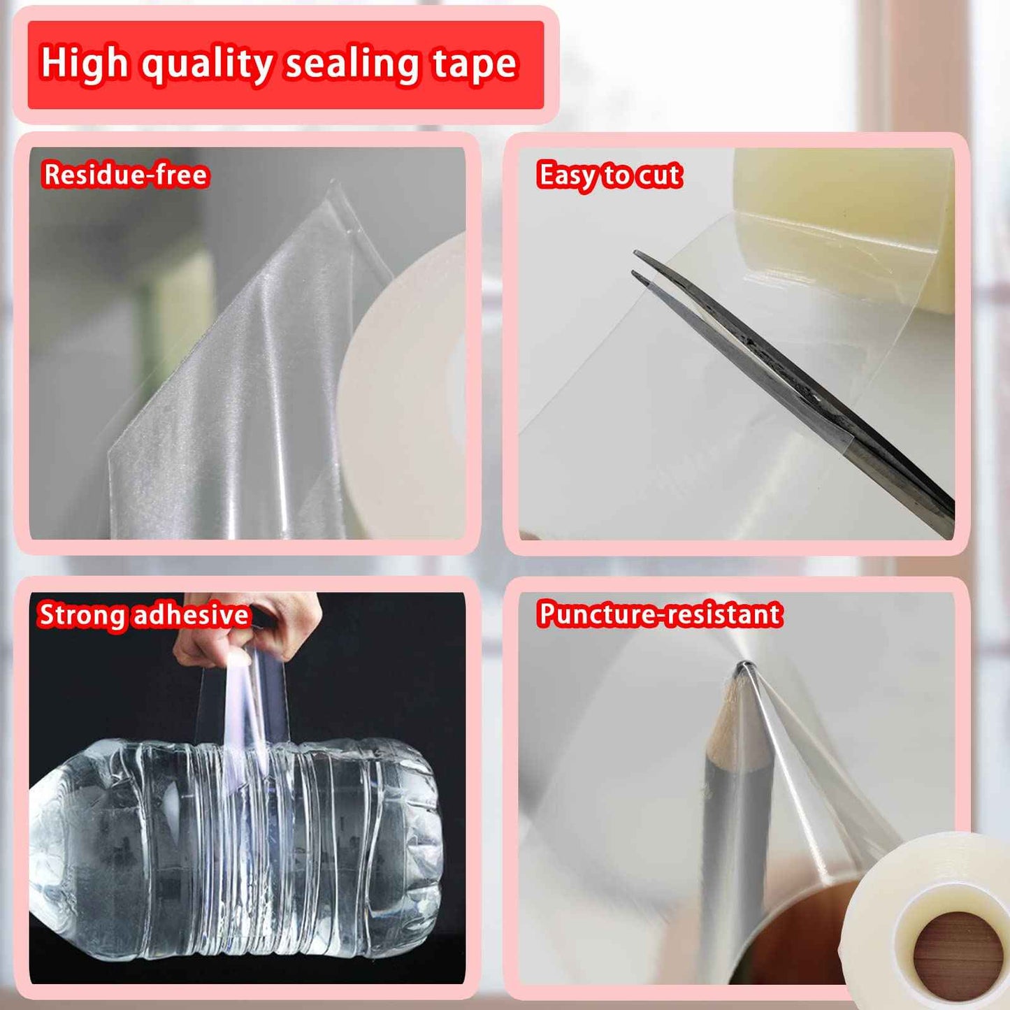 Birllaid Transparent Window Weather Sealing Tape, 3 Inch x 55 Yards (165 FT), Window AC Insulation Air Conditioner Sealing Tape, No Residue, Clear