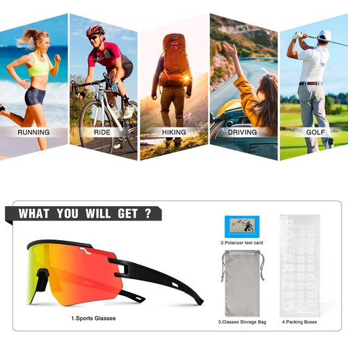 VEWOE Cycling Sunglasses Polarized Baseball Glasses for Men Women, UV400 Sports Sunglasses Softball Running Biking MTB