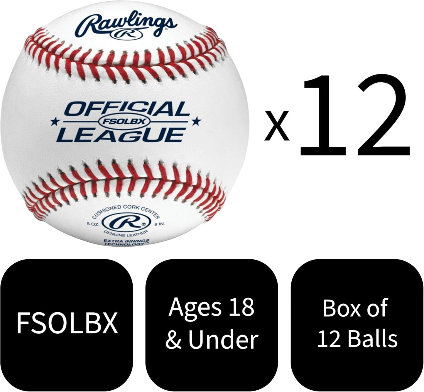 Rawlings Flat Seam Practice Baseballs - High School Size | 12 Count for Enhanced Performance