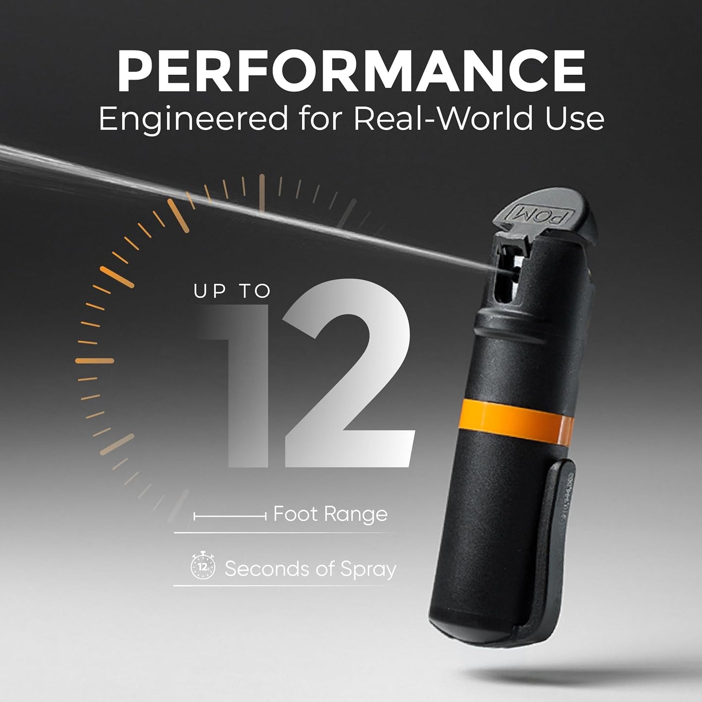 POM Pepper Spray - Maximum Strength OC Formula with UV Dye | Compact Tactical Design, 0.5 fl oz