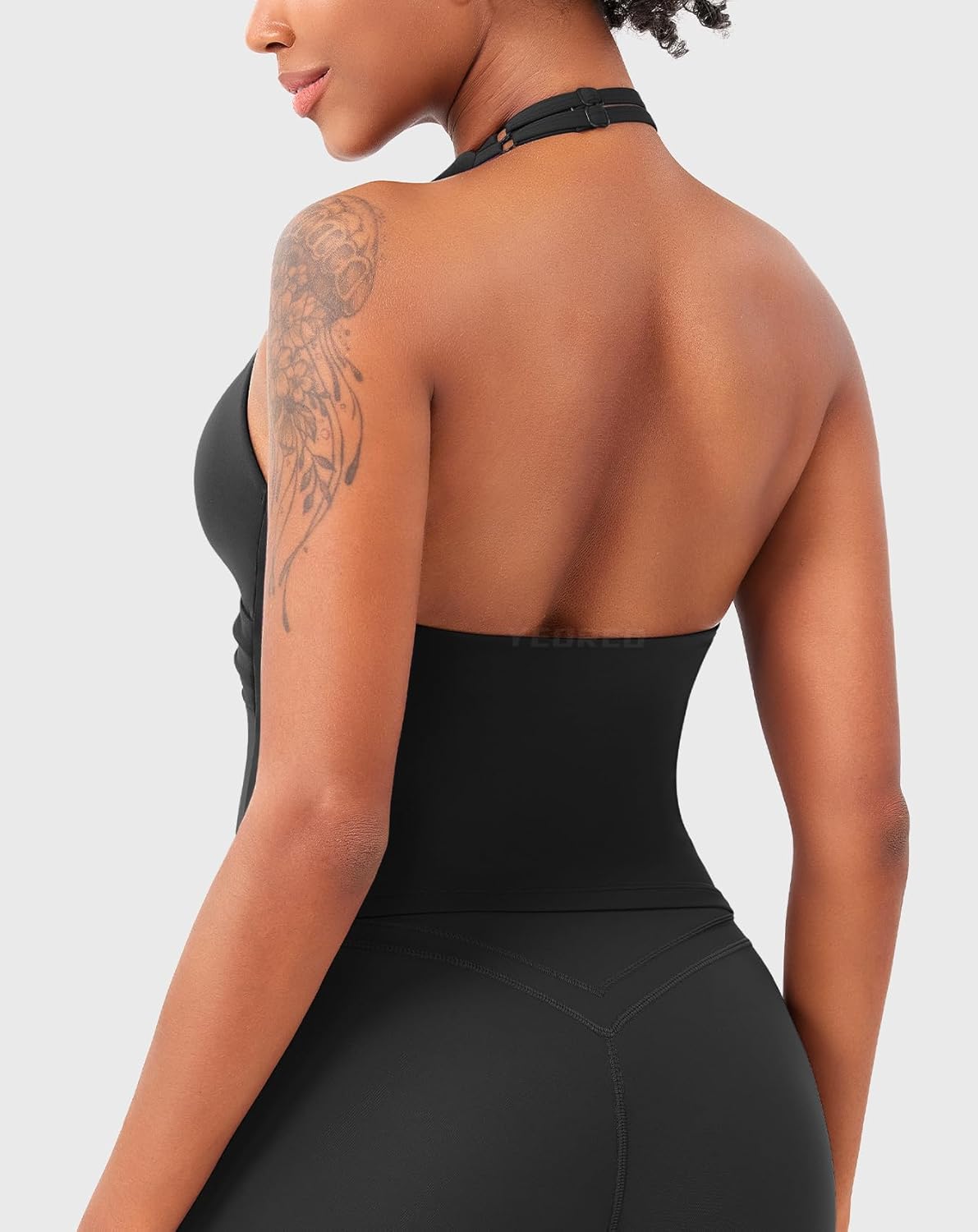 YEOREO Women's Halter Tank Top - Padded Deep V Neck Workout Camisole | Longline Strappy Design