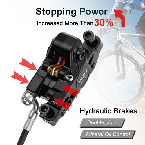 E-Bike Hydraulic Disc Brake Set Electric Power Control Shifter, Aluminum Front 140/160mm Rear 160/180mm Brake Rotors, Left/Right-Front/Rear Braking Direction For Scooter And Motorcycle(front+rear)
