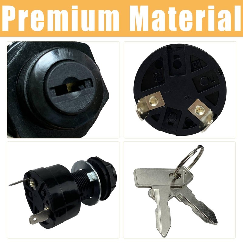 Golf Cart Ignition Key Switch 102508601 1025086-01 1012505 for Precedent Electric 2004-Up Tempo Gas 2018-Up Starter Switch with 2 Keys 2 Terminals 48V