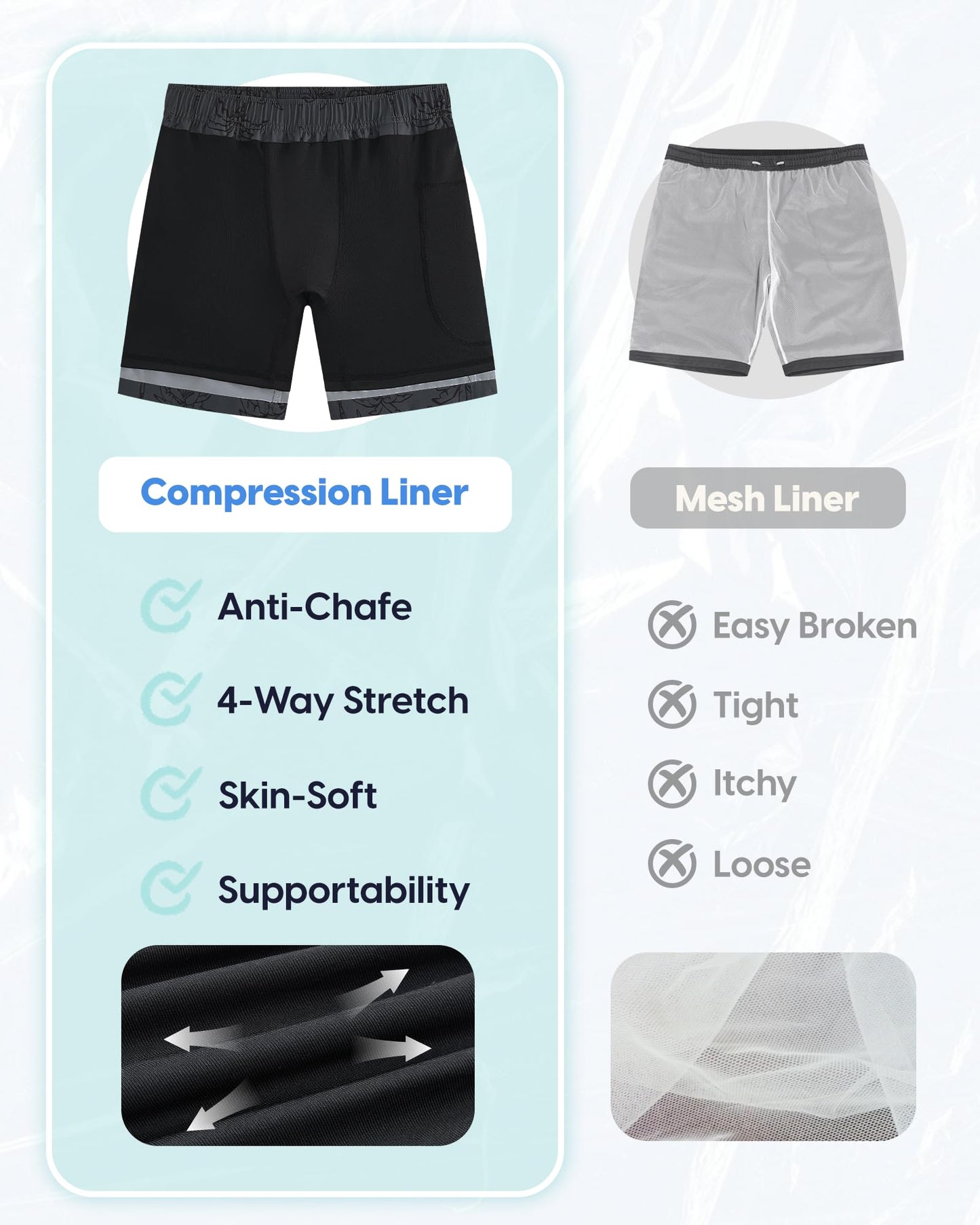 maamgic Boys Swim Trunks with Compression Liner Recycled Cargo Swim Shorts Stretch Teen Boy Bathing Suit with Pockets Gray Coconut 10/12