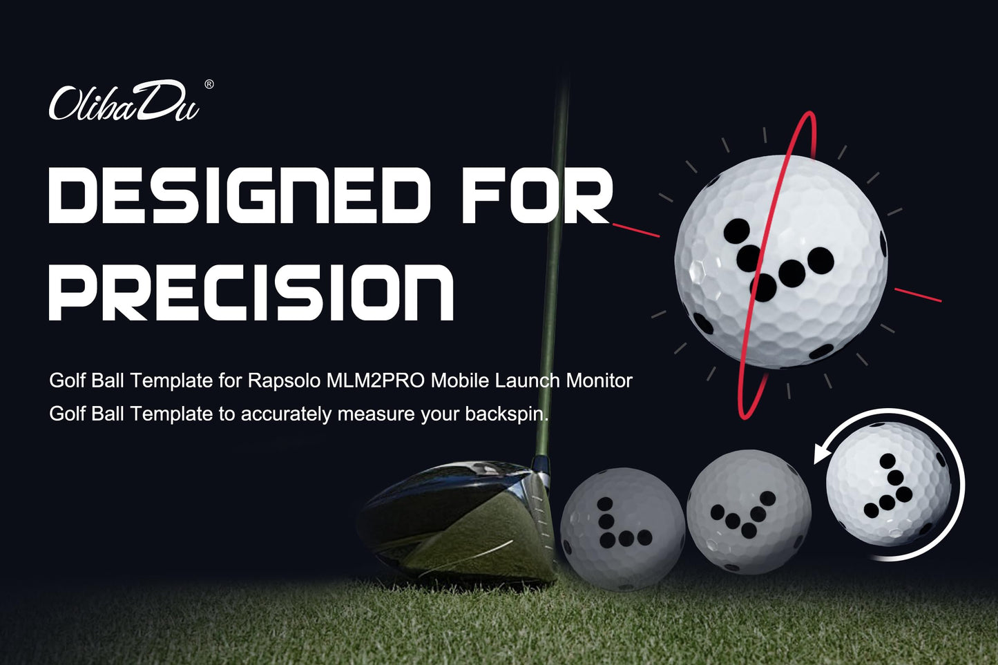 Golf Ball Marker for Rapsodo MLM2PRO Launch Monitors - Essential Golf Accessories（Black）