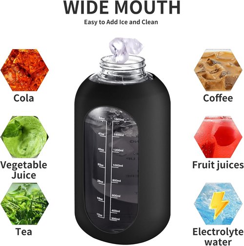 CIVAGO 32 Oz Glass Water Bottle - Motivational Sports Flask with Straw, Time Marker & Silicone Sleeve | Sage