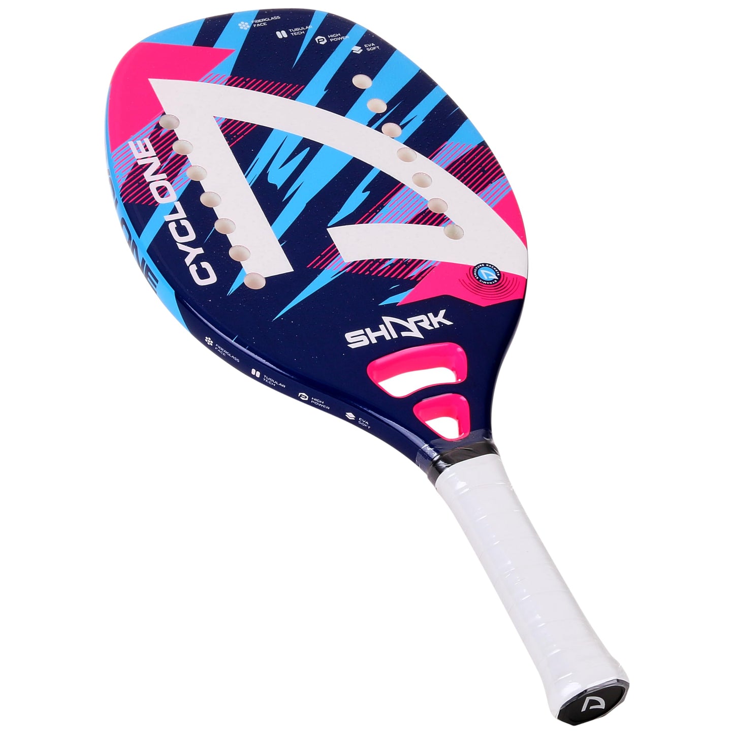 Shark Cyclone - Professional Beach Tennis Racket | Beginner Level | Fiberglass Frame | EVA Soft Core | Spin-Generating Micro-Granules | Cover Included