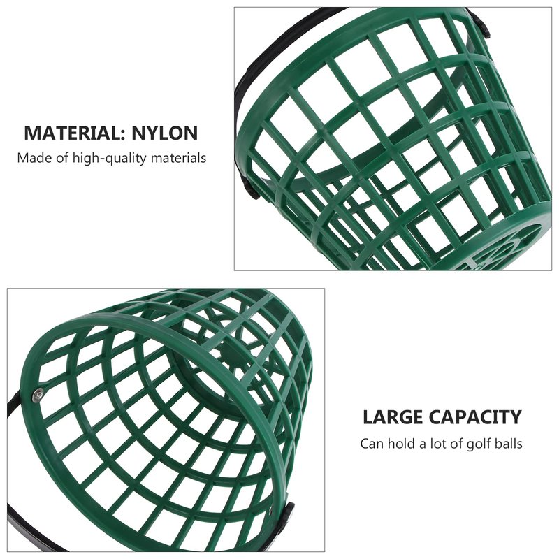 YARNOW Golf Ball Basket with Foldable Handle, Nylon Mesh, Capacity for 50 Balls, Weather-Resistant Portable Container, Green, 7.9 x 5.9 Inch, for Golf Practice and Storage