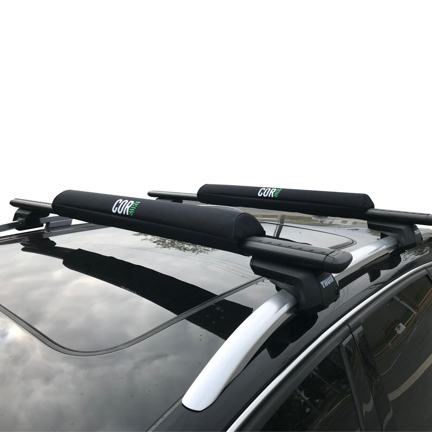 COR Surf Aero Roof Rack Pads for Paddleboard, Kayak, Surfboards, SUP, Snowboard, Paddleboard and Canoe | for Wide Aero Style Bars (Black, 28" Wide)