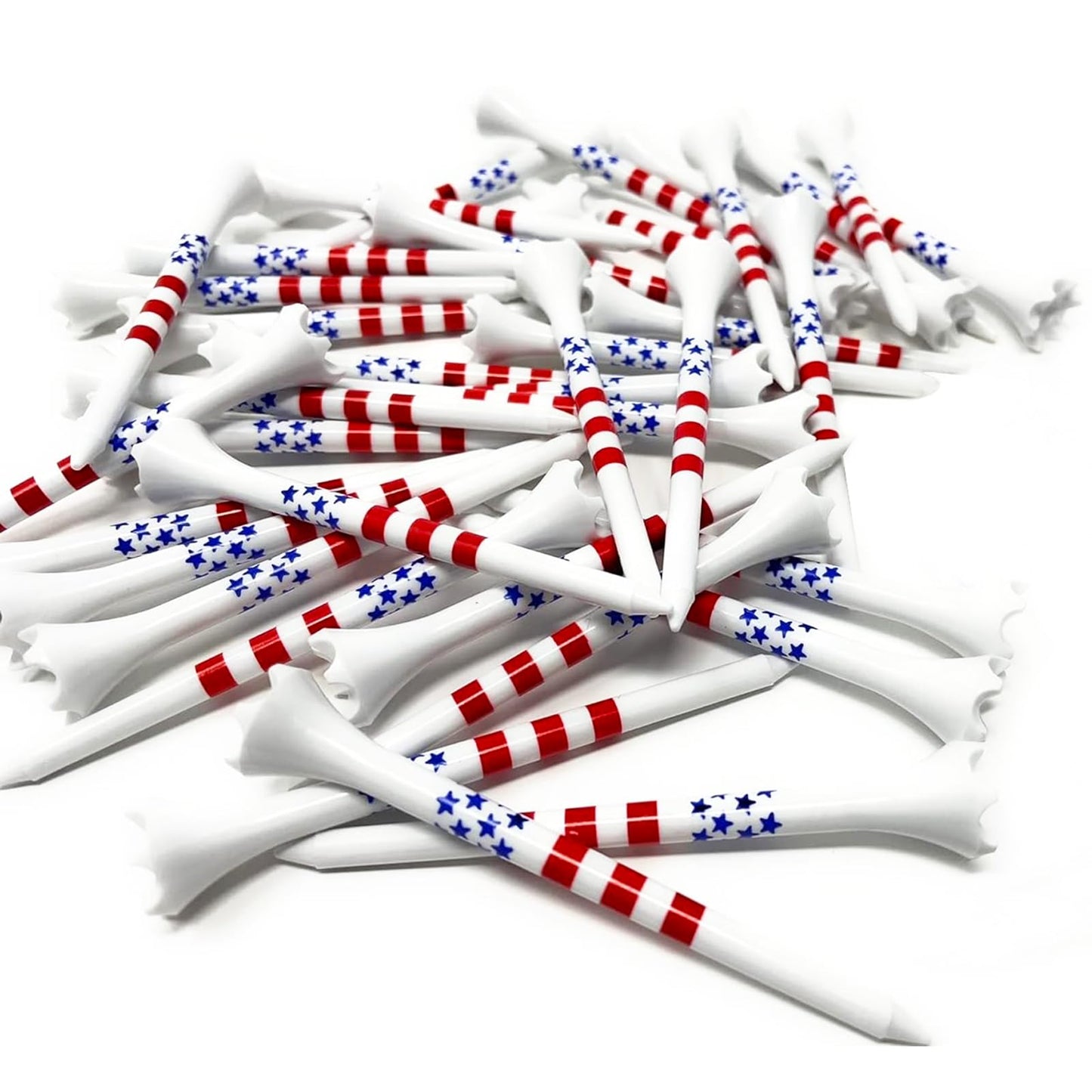 Dukars Plastic 3 1/4 Unbreakable Performance Golf Tees, Stars and Stripes, 100 Count (Stars and Stripes, Plastic)