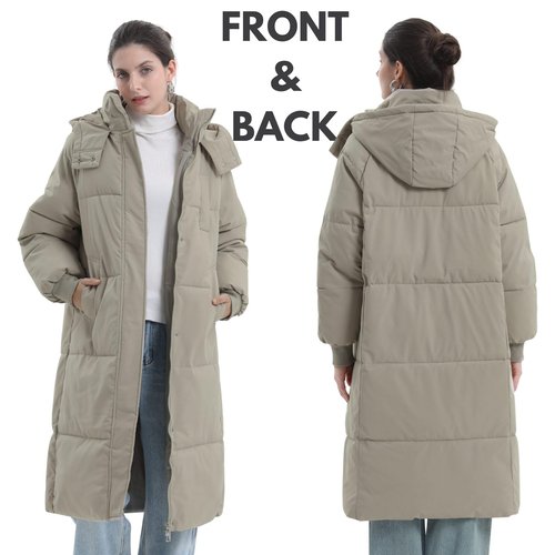 PUFFIT Long Puffer Jacket for Women,2025 Thickened Winter Coat Hooded with Deep Pockets, Ladies Warm Winter Jacket