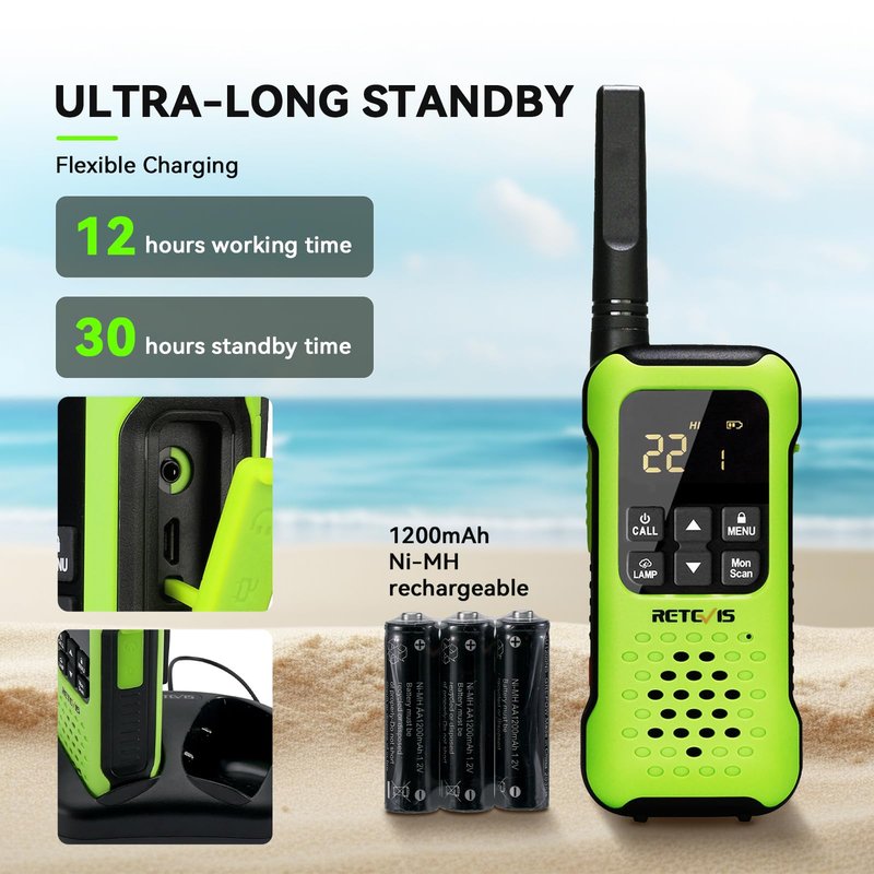 Retevis RT49P Waterproof Two Way Radio, IP67 Waterproof Floating Walkie Talkies, Rechargeable Walkie Talkies for Adults, VOX, NOAA, Flashlight, SOS, for Kayaking, Camping, Skiing 4 Pcs Green