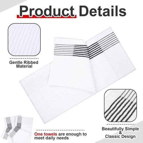 Mixweer 1 Pcs Caddy Golf Towel 22" x 42" Large Caddy Towel Camping Sport Towels Cotton Soft Towels for Man Golf Lovers (White with Black Stripe)