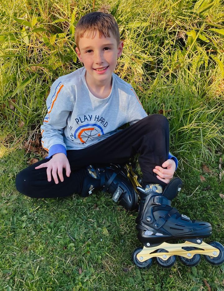 Adjustable Inline Skates for Kids - Golden, Large (4-7 US)