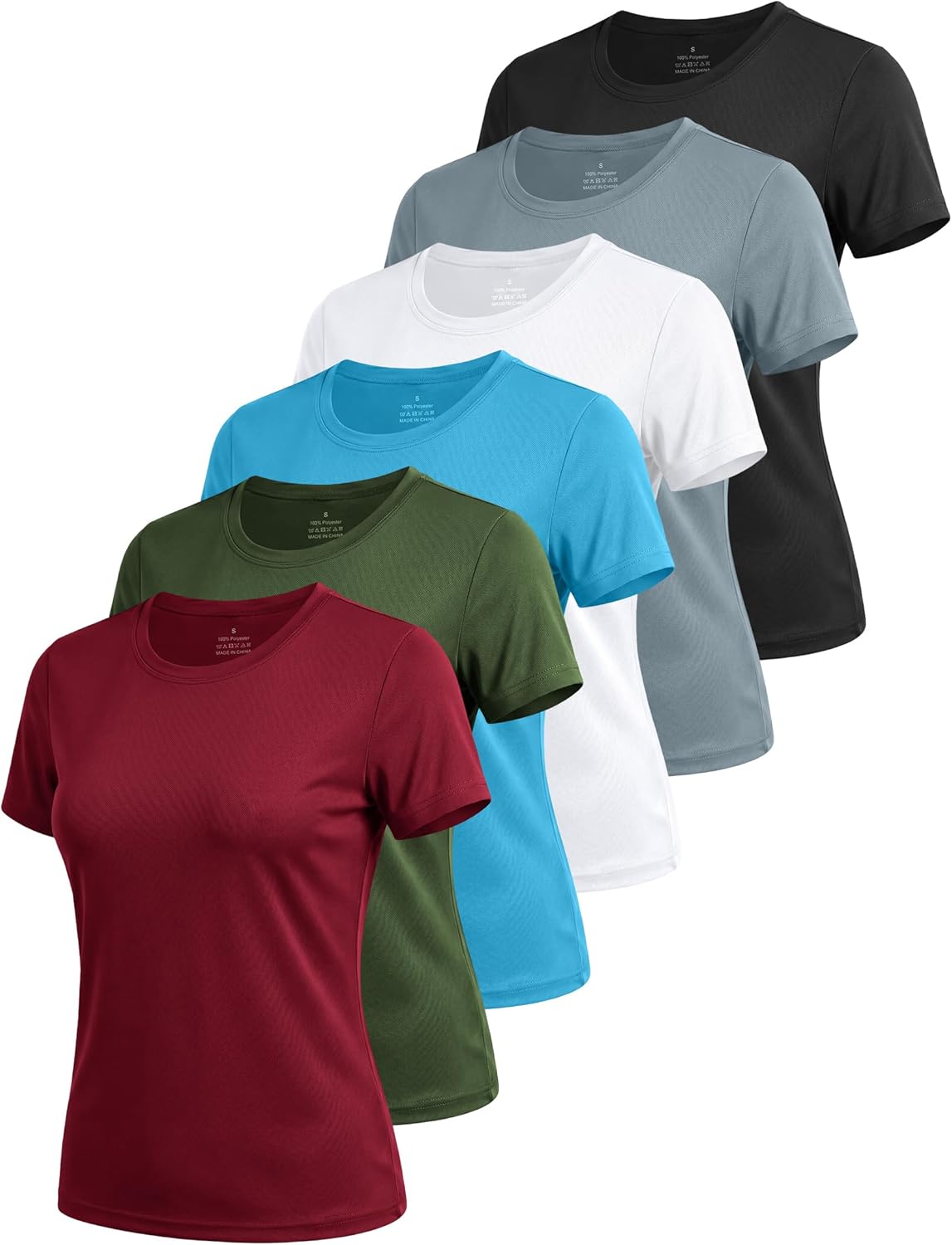 Skiennix Women's Workout Tops - 6 Pack Short Sleeve Athletic T-Shirts with UPF Sun Protection | Quick Dry Yoga & Running Tees