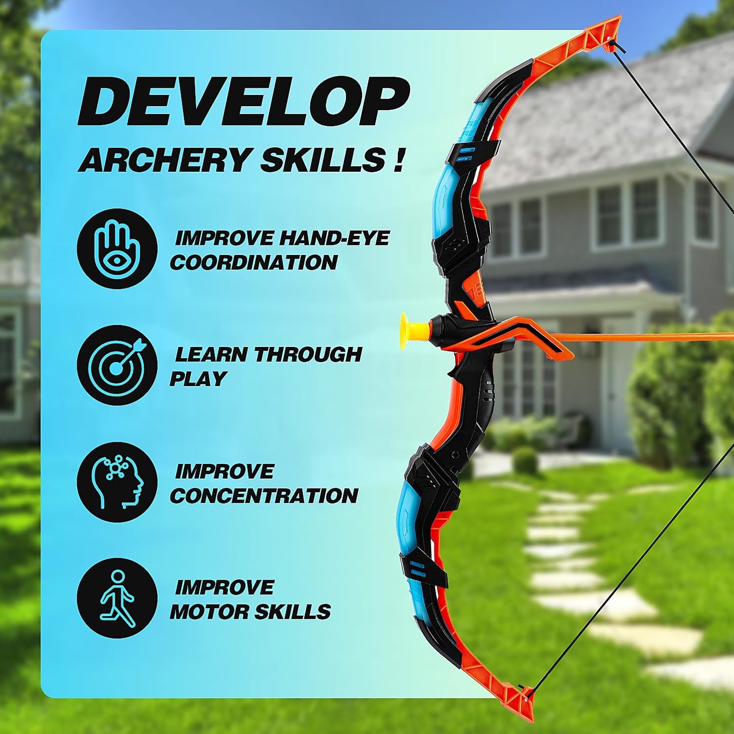 TOY Life Bow and Arrow Set - Light Up Archery Toys for Kids Ages 4-12 | Perfect Outdoor Gift for Boys