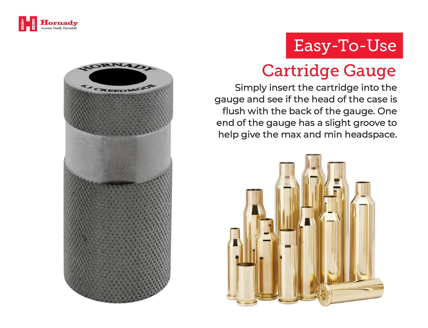 Hornady Lock-N-Load Cartridge Gauge 6.5 Creedmoor, 380710 -Reloading Supplies to Help Check Cases & Ammo Specifications-Caliber Specific, Cylindrical Precision Steel Gauges Cut to Fit SAAMI Tolerances