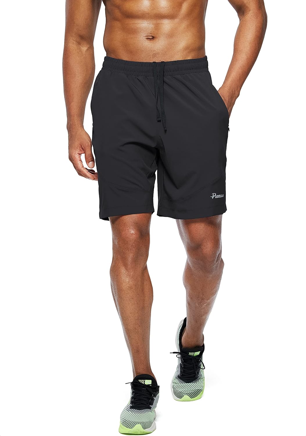 Pudolla Men's Athletic Running Shorts - Lightweight Gym Shorts with Zipper Pockets | 7"/5"/9" Sizes