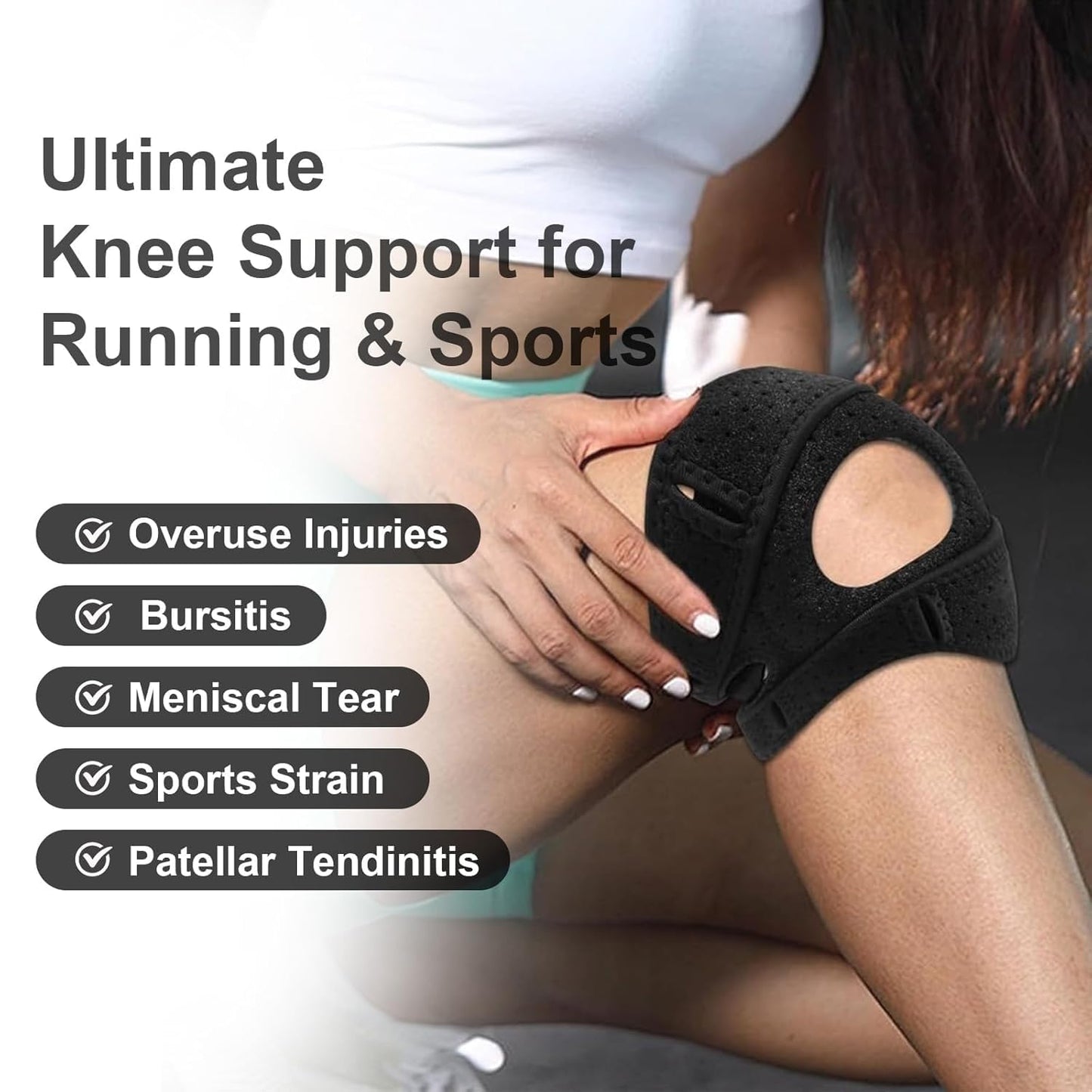 Ufimcit Knee Brace,2PCS Knee Brace for Women Men,Pain Relief Adjustable Patellar Tendon Support Sleeves Brace Knee Joint Strap for Hiking,Tennis,Arthritis,Running,Football(Black)