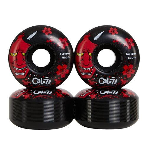Cal 7 Catch-22 Skateboard Wheels, 52mm & 100A, Black & White Design, Great for Trick, Street & More (Black Oni)