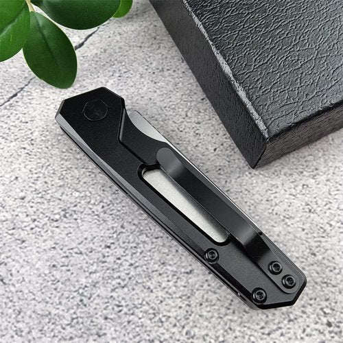 Multifunctional Knife, EDC Folding Pocket Knives For Men, 2.75in Stonewashed Reverse Tanto Blade, Black Aluminum Handles With Pocket Clip for Outdoor Camping