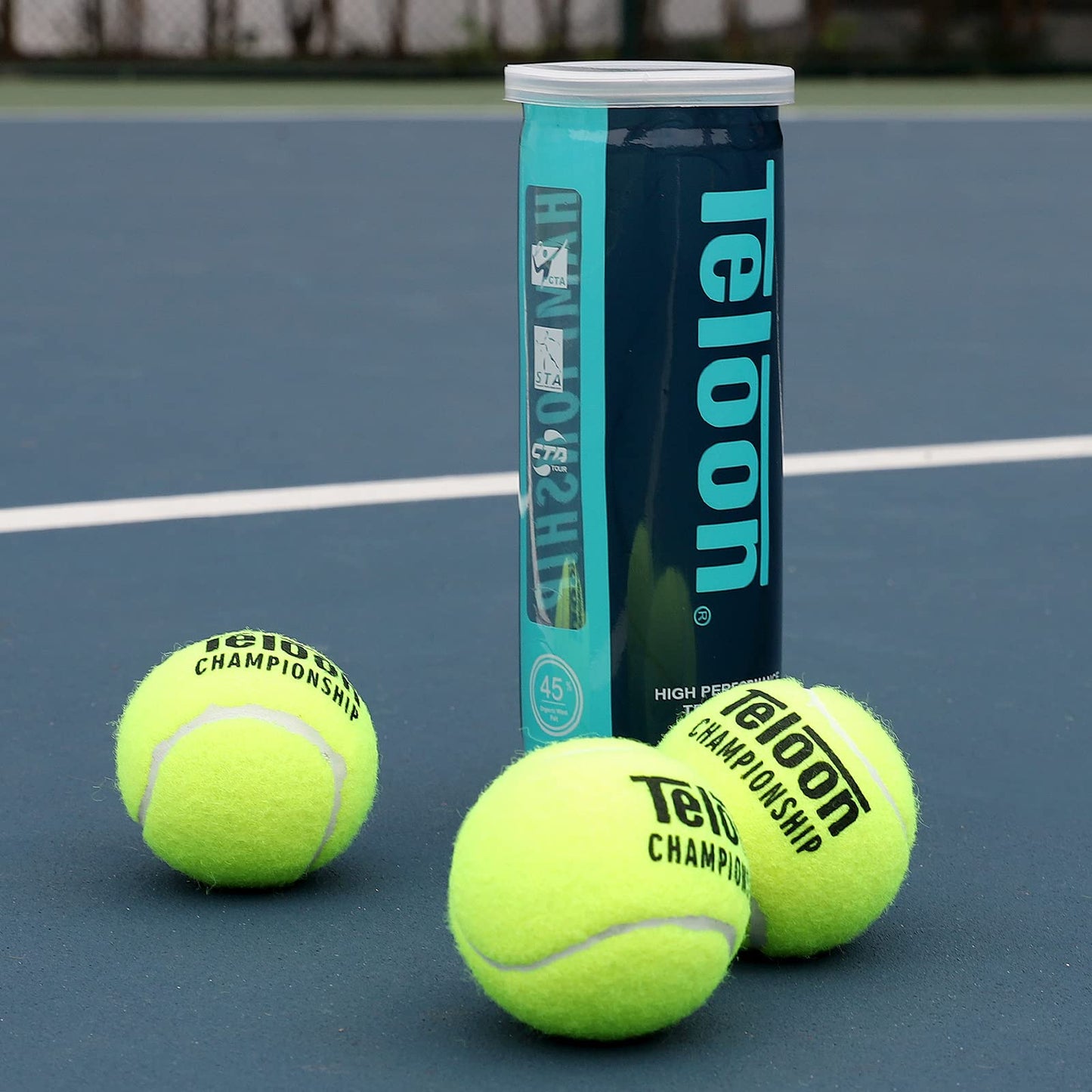 Teloon Championship Tennis Balls - Extra Duty - Regular Duty Felt Pressurized Tennis Balls (1 Can, 3 Balls)