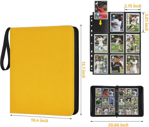 GERMUN 9 Pocket Card Binder - Premium Zip Trading Card Album for MTG, TCG & Sports Cards | Yellow