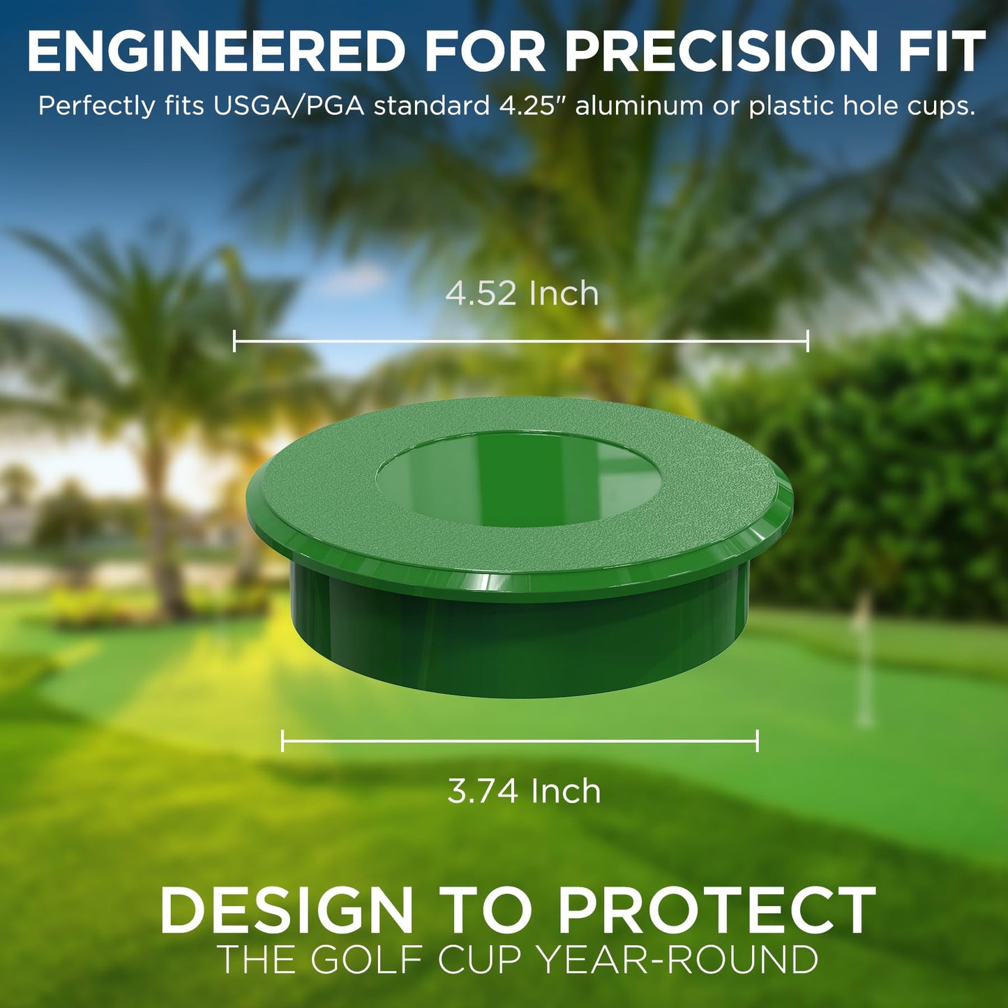 KINGTOP Golf Hole Cup Cover – Fits Standard 4.25" Aluminum & Plastic Golf Cups – Convert Backyard Practice Putting Green to Multi-Use Space, 4-Pack