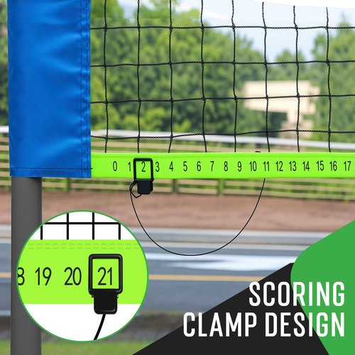 20ft Portable Outdoor Badminton Net Set for Driveway Backyard, Beach, Park with Durable Anti-Sag PE Net, Heavy Duty Steel Poles, 4 Badminton Rackets, 3 Shuttlecocks and 600D Carry Bag