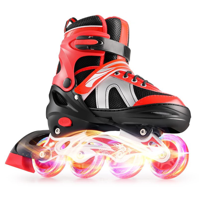 Likein Adjustable Roller Blades for Boys Girls with Skate Bag, Light-Up Inline Skates with 8 Illuminating Wheels, Roller Skates for Beginner Kids, Men, Women