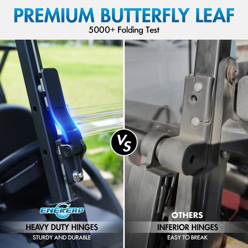 ENEKERP Golf Cart Windshield for Club Car DS 1982-2000 Models with 1"×1" Struts Upper and Down Straight Rail, Foldable Clear Front Club Car DS Windshield with Heavy Duty Hinge, 3/16" (5MM) PC, Anti-UV