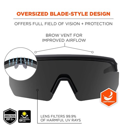 Ergodyne Skullerz Aegir Safety Glasses - ANSI Z87.1+ Certified Protection | Durable & Stylish Design
