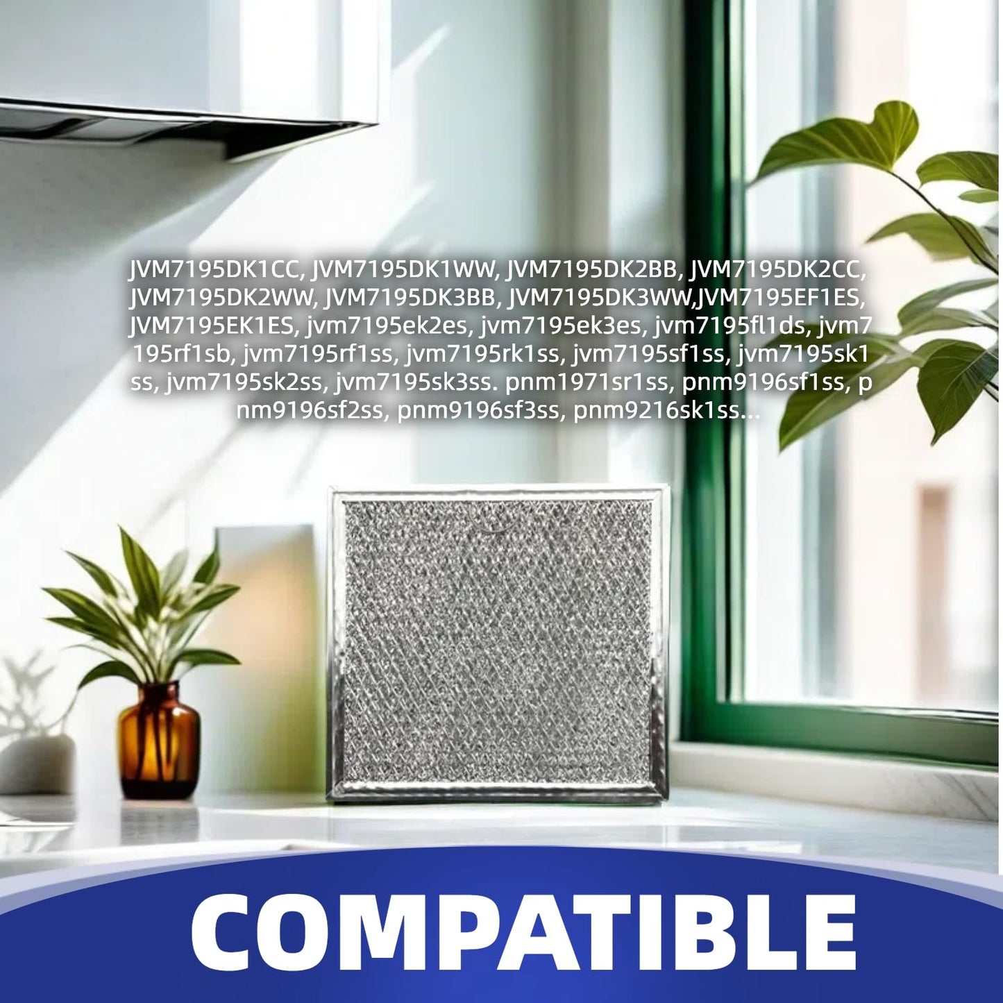 WZKO WB02X11534 Filter Replacement For G.E Microwave Oven Aluminum Grease Filter 6-3/8 x 6-3/4 x 3/32 In 2-Pack