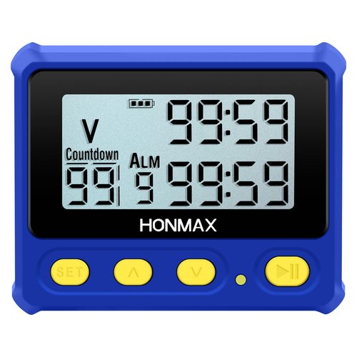 HONMAX 8200 Interval Timer and Stopwatch, Backlight, USB-C Charged, Clock