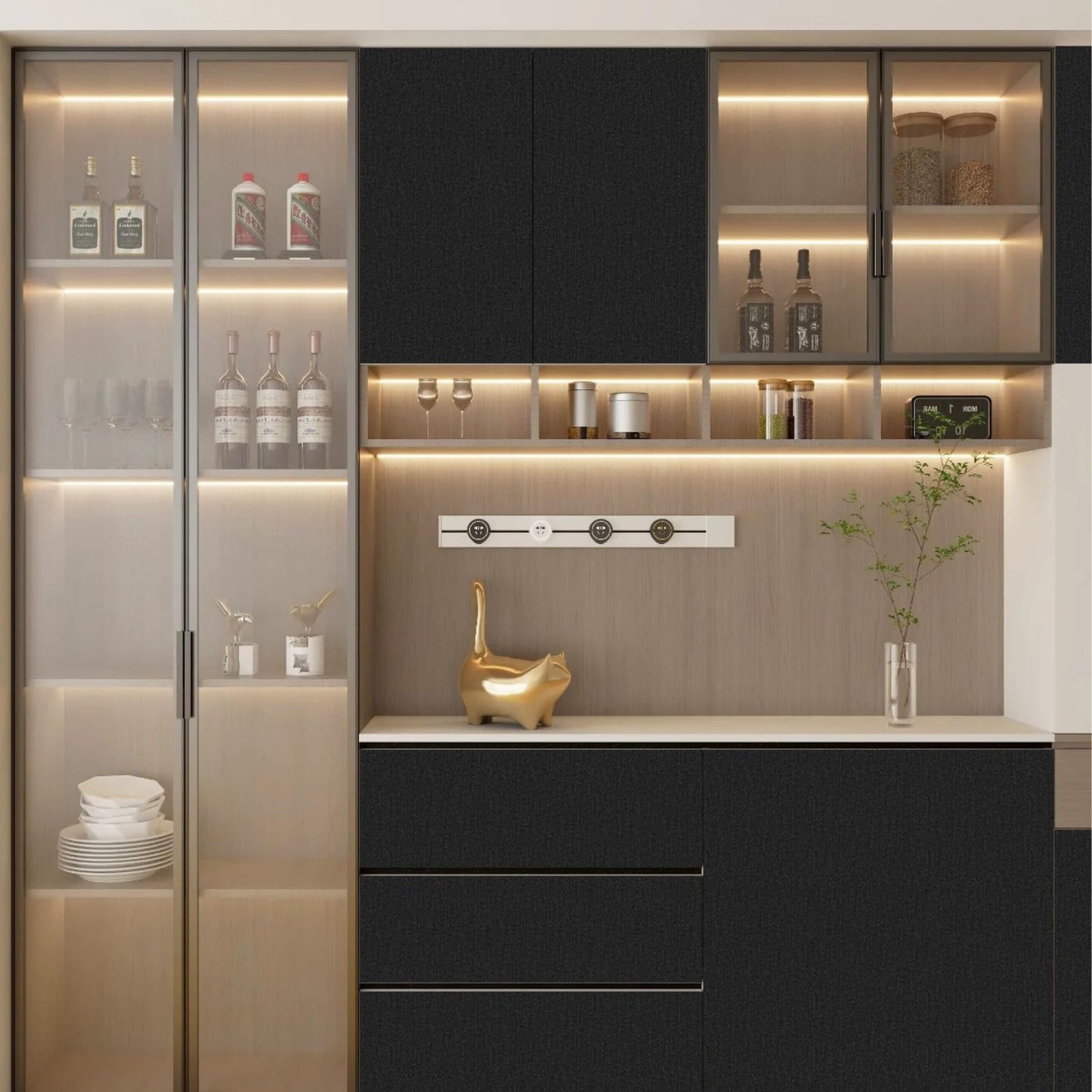 Abyssaly Refrigerator Wrap Peel and Stick Wallpaper Black Metallic Stainless Steel Brushed Contact Paper for Appliances Thick Heat Resistant Fridge Wrap for Microwave Oven 15.7" X 78.2"