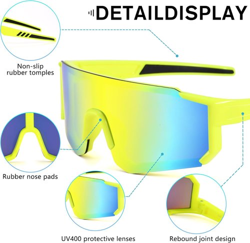 COASION Kids Baseball Sunglasses - Durable Sports Shades for Boys & Girls Age 3-10 with Strap