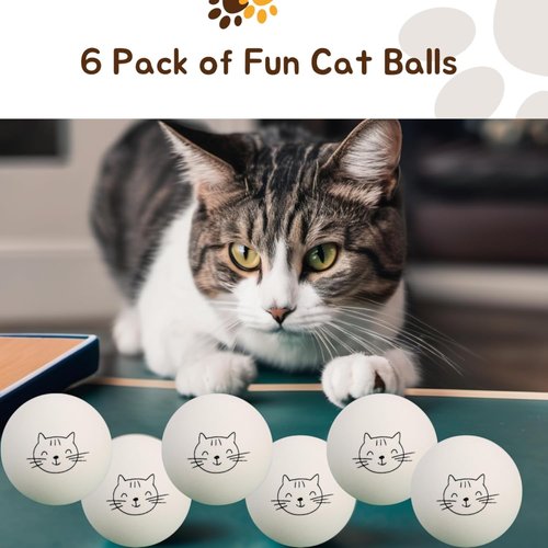Cloverjoyed Cat Ping Pong Balls - 6 Pack Enrichment Toys for Playful Cats | Perfect Gift for Cat Lovers