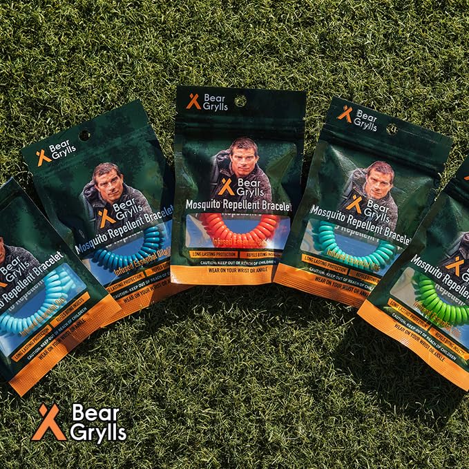 Bear Grylls Mosquito Repellent Wristbands – DEET-Free, Adjustable, 10 Pack