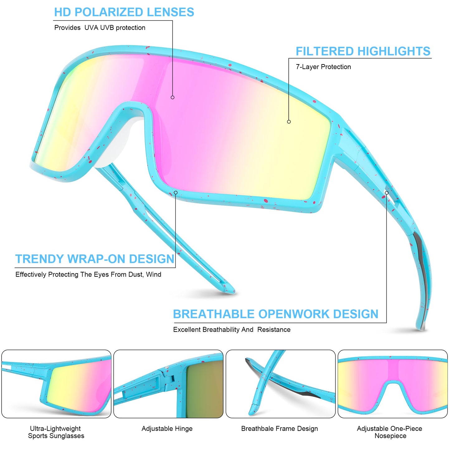 Kegrimi 3 Pack Kids Sunglasses Youth Baseball Polarized Sun Glasses Sports Cycling Running for Boys Girls UV Protection