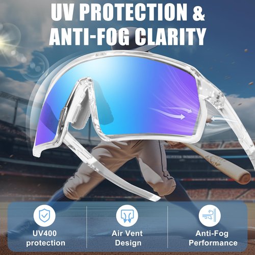 eyeezi Polarized Sports Sunglasses UV Protection Ventilation Design Outdoor Sports Running Cycling Baseball Glasses for Men Women