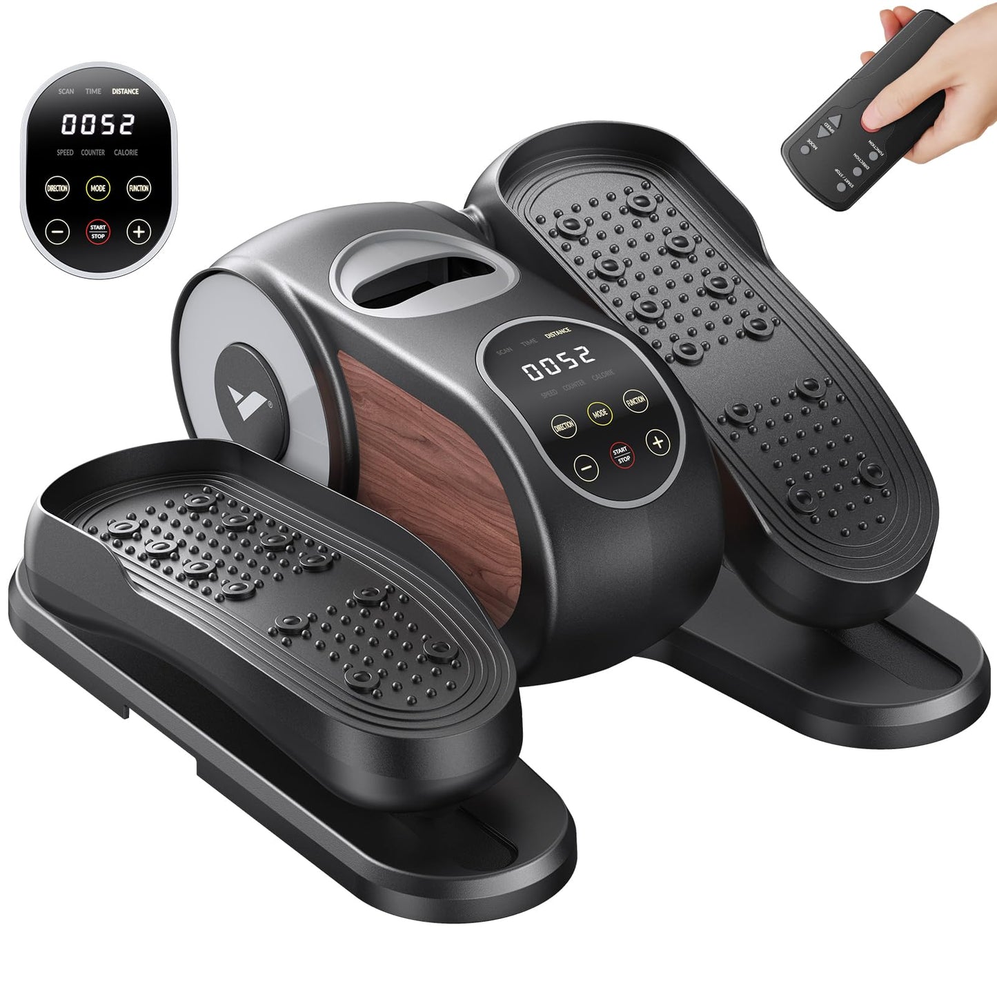MERACH Under Desk Elliptical Machine, Leg Exerciser While Sitting for Seniors with Remote Control & 12-Speeds, Quiet Portable Electric Seated Pedal Exerciser Machine for Home Office (Black)