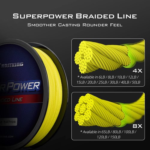 KastKing SuperPower Braided Fishing Line - Abrasion Resistant, Zero Stretch, Smaller Diameter - Essential Gear for Anglers!