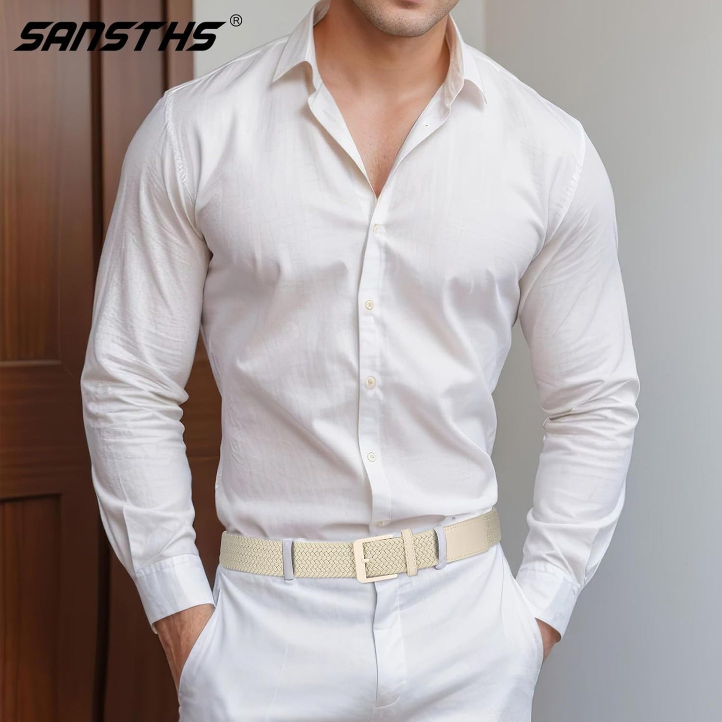 SANSTHS Golf Belt - Elastic Braided Design with Metal Buckle for Men & Women | Perfect for Travel & Casual Wear