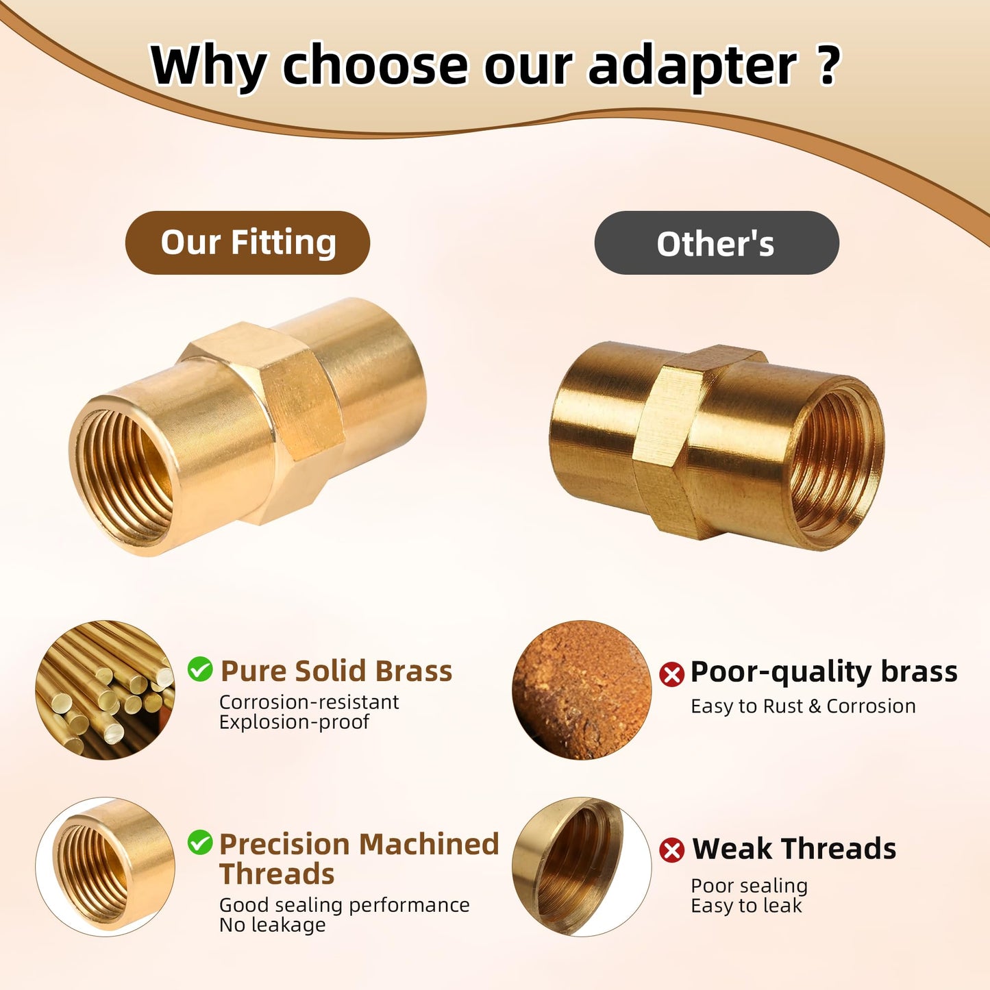 2 Pack Brass Inert Arc Hose Coupler Pipe Connector for Welding & Industrial-Grade Sealing,Thread Size 5/8 in, RH Female to RH Female, B Size, AW-430 for W estern Enterprises Adapter Fittings