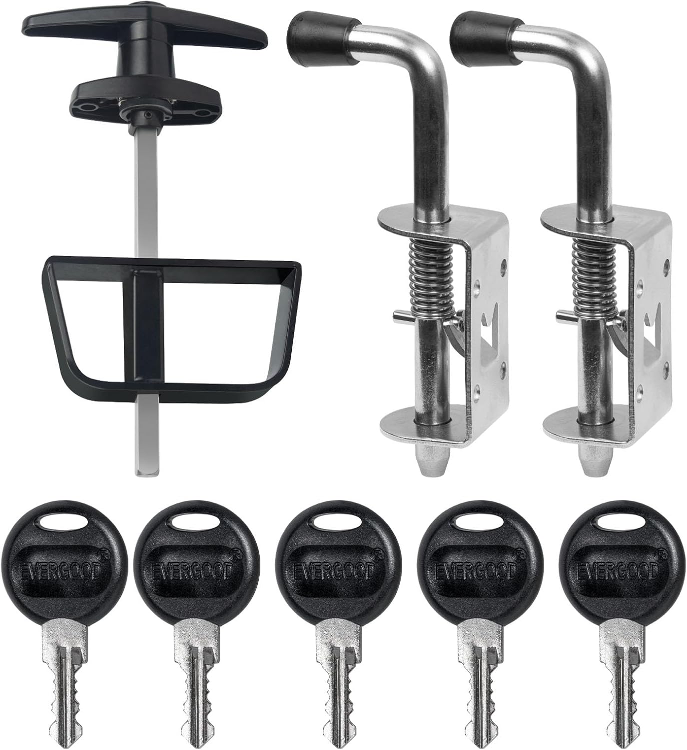 Complete Shed Door Hardware Kit with T-Handle Lock, Heavy-Duty Latches & Hinges - Weatherproof for Sheds & Gates